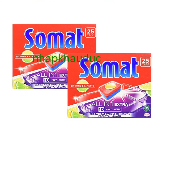 2 hộp viên rửa SOMAT Extra 10 (25 viên x2) NK Đức cho máy rửa chén bát