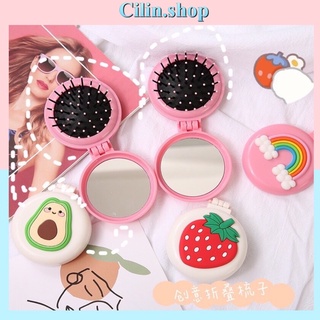 Gương cầm tay kèm lược gỡ rối gấp gọn tiện lợi dễ thương