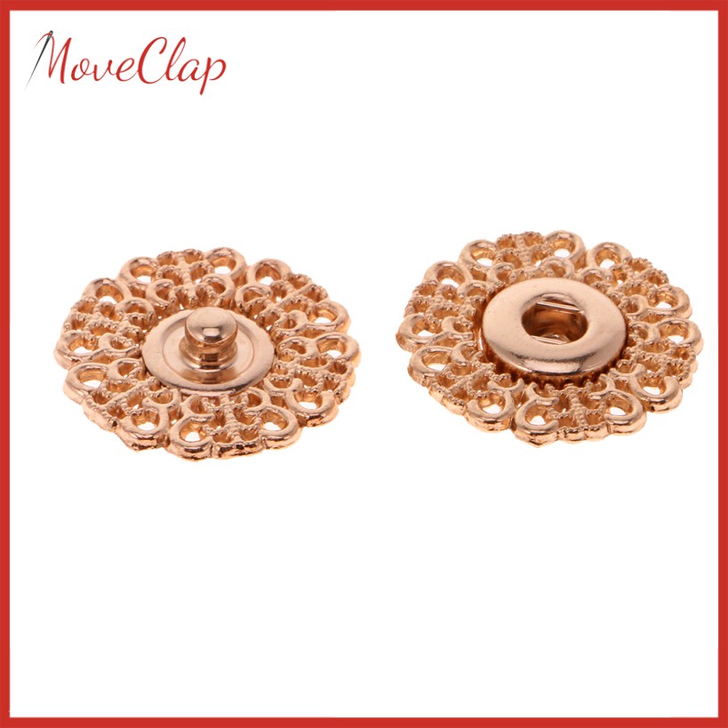 Set 6 Nút Bấm Kim Loại 21mm Họa Tiết Khoét Rỗng Cho Quần Áo / Túi Xách