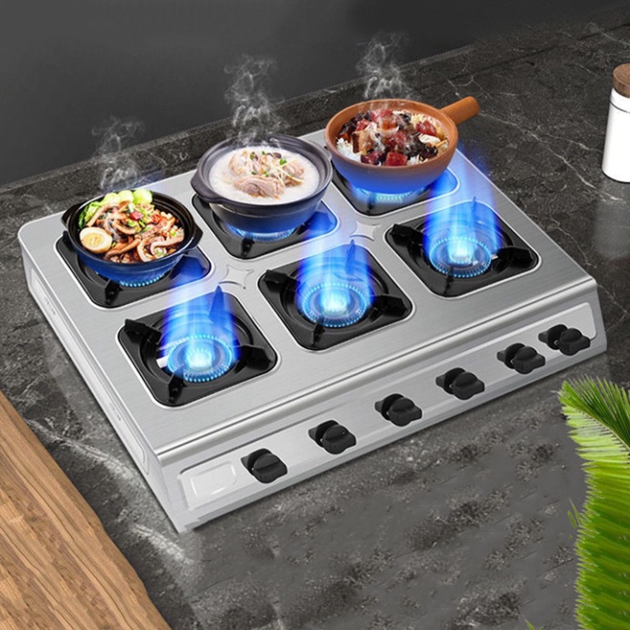 Bếp gas 6 lò - Bếp ga nấu mỳ cay cơm niêu 6 họng