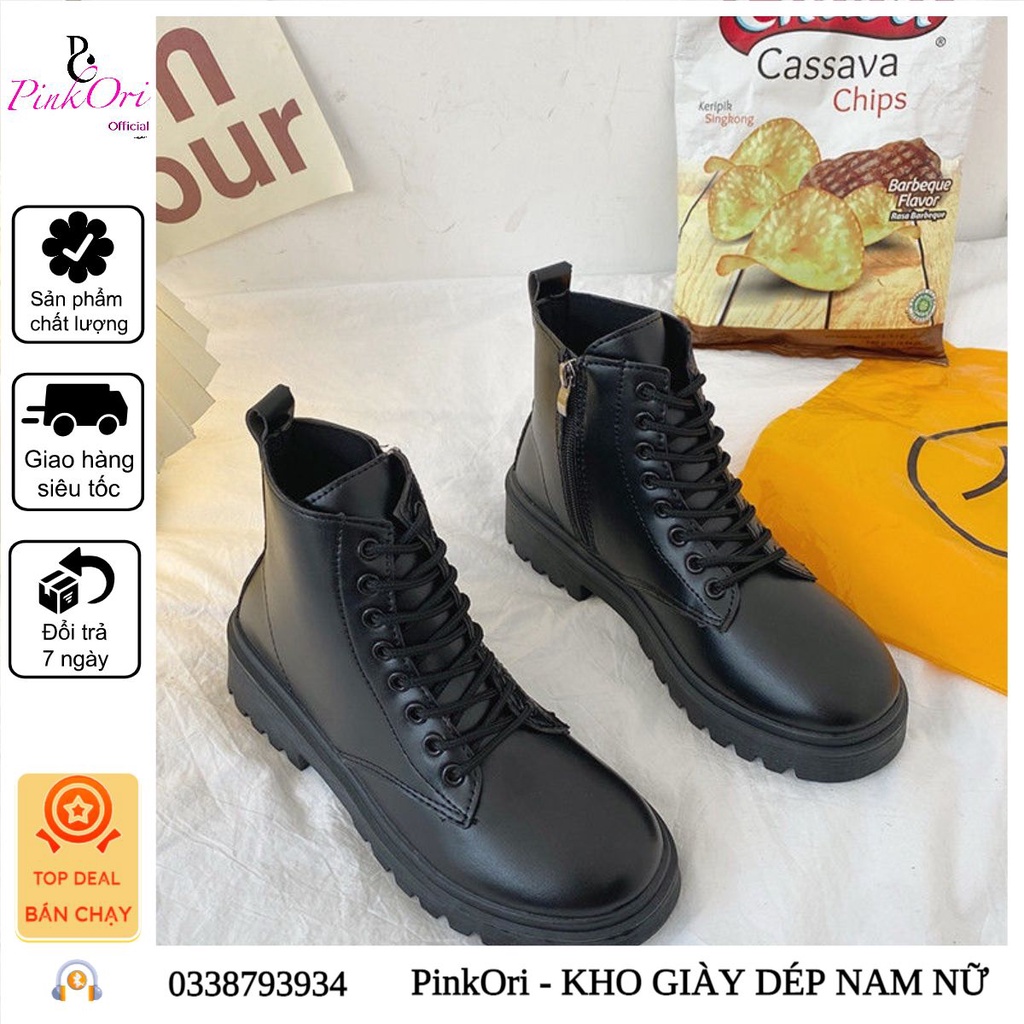 Mã Đ55- Giày Cao Cổ Khóa Sường,Bốt Nữ Phong Cách Hàn Quốc HOT - PinkOri
