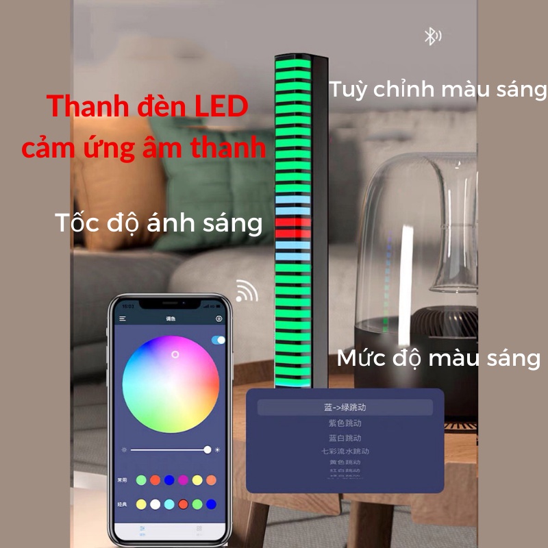 Đèn LED RGB Cảm Ứng Âm Thanh , Hỗ Trợ Điều Chỉnh Chế Độ Ánh Sáng Bằng Ứng Dụng Điện Thoại COCA T