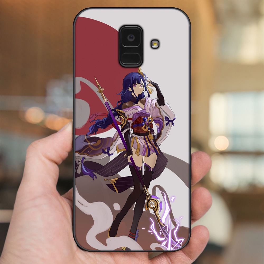 Ốp lưng Samsung A5 2018, A6 2018, A8 2018, J6 2018, A8 Plus viền đen in hình Raiden Shogun Genshin Impact