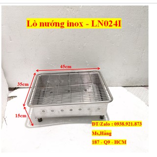 Lò Nướng Than Inox Có Chân Thấp LN024I - KT 45x35x15cm