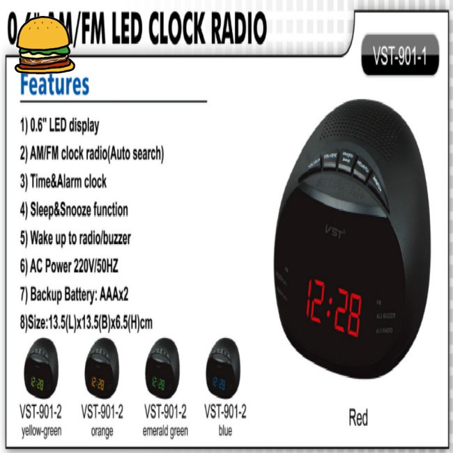 Đồng Hồ Báo Thức Thông Minh Có Đèn Led Và Radio 13.5x6.5x13.5cm