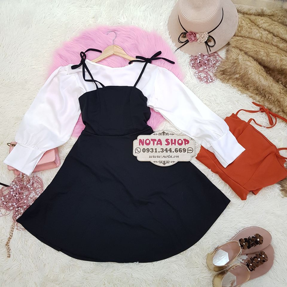 [Mã FAMAYWA2 giảm 10K đơn 50K] Set bộ áo hai dây tay bo voan lụa kết hợp với váy yếm 2 dây dễ thương và cá tính | BigBuy360 - bigbuy360.vn