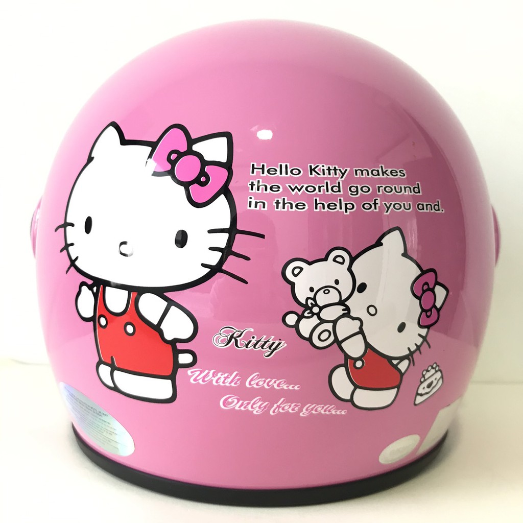 Mũ bảo hiểm trùm đầu trẻ em - Tem Kitty - Công chúa - Dành cho trẻ em từ 6 đến 10 tuổi - BKtec - BK32 - Hồng phấn