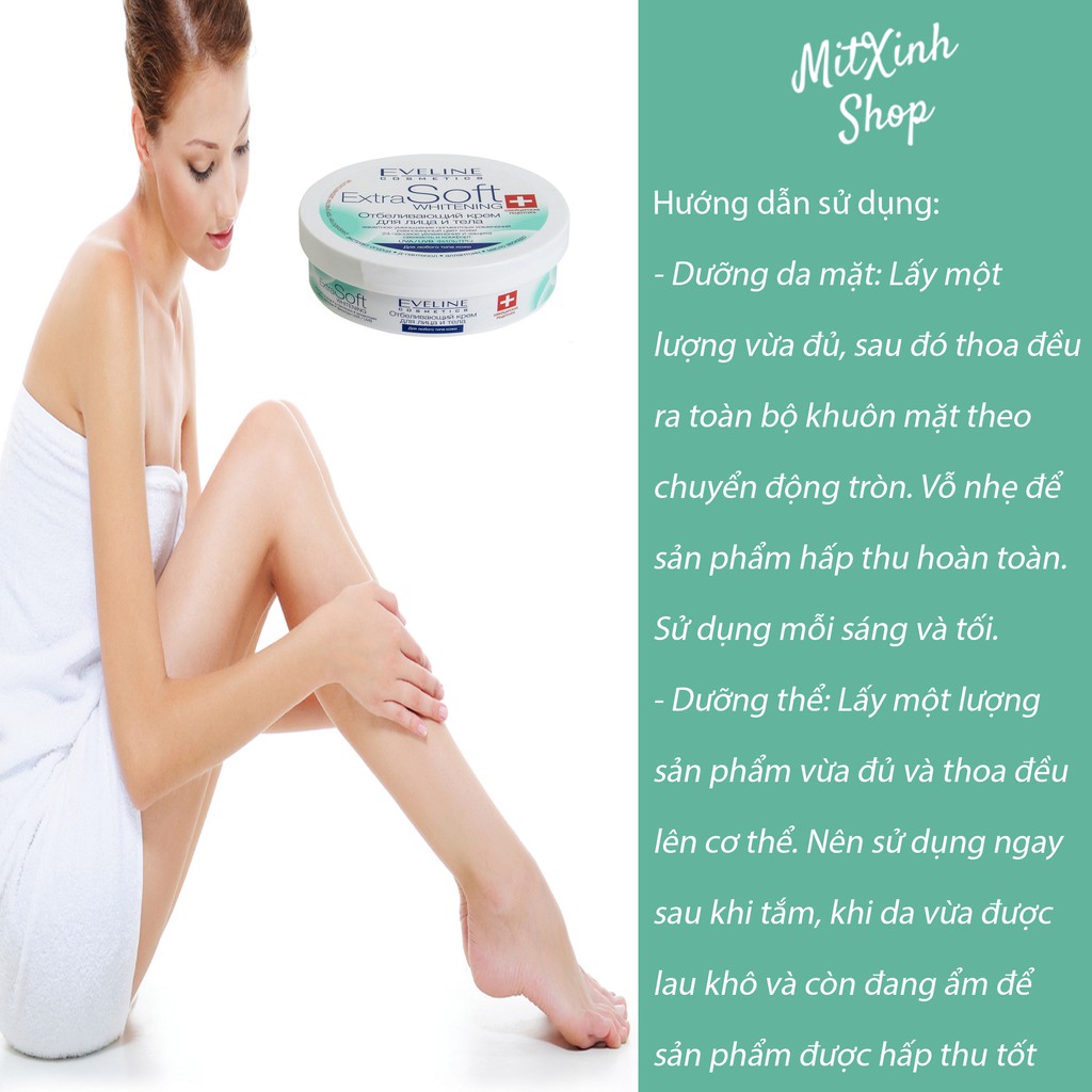 Kem Dưỡng Trắng Da Mặt Và Toàn Thân Eveline Extra Soft Whitening Nga