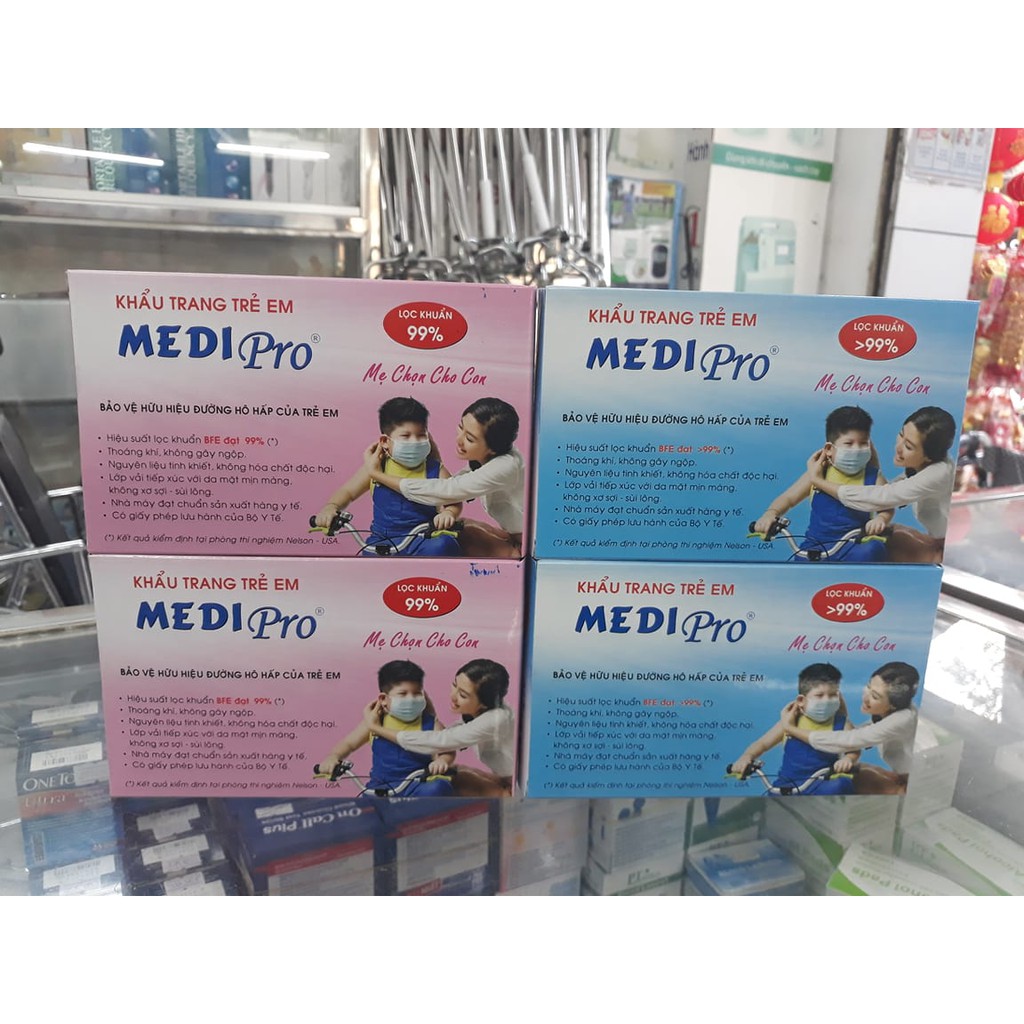 Khẩu trang trẻ em 3 lớp Medipro. Hộp 10 cái