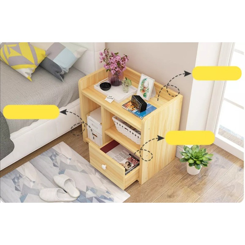 💥SIEU RE💥Tủ, Kệ Đầu Giường Vuông Ngăn Kéo Màu Gỗ 40 x 26 x 32.5cm