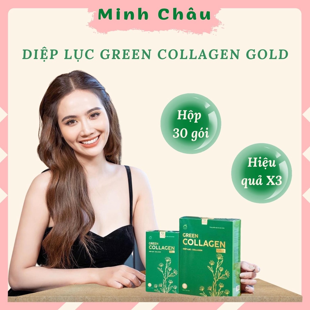 Diệp Lục Collagen Minhchaustore Diệp Lục Collagen Gold chính hãng hộp 30 gúp Đẹp Da, Chống Lão Hóa, Tăng Cường Sức Khỏe