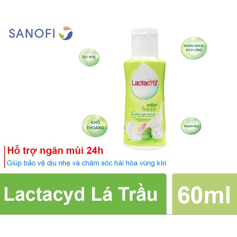 Dung Dịch Vệ Sinh Lactacyd 60ml Lá Trầu Không&amp; Nước Hoa Hồng