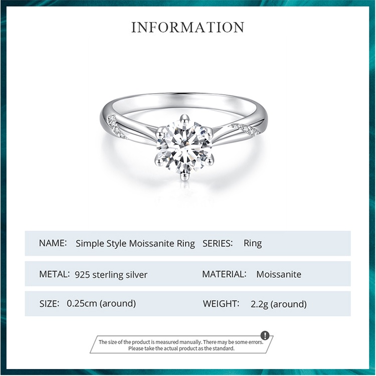 Nhẫn Bamoer Moissanite BạC 925 0.65 ThờI Trang Cho Nữ