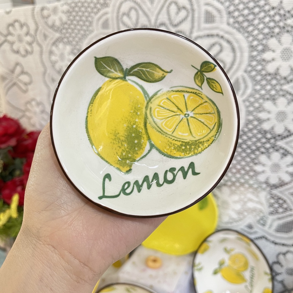 Bát đĩa gốm sứ decor trang trí đồ ăn sét chanh vàng 20 món cực kỳ đẹp