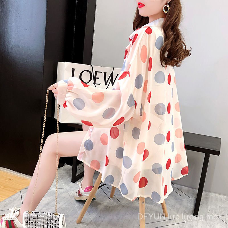 Áo Sơ Mi Chiffon Chống Nắng Họa Tiết Chấm Bi Thời Trang Mùa Hè Cho Nữ | BigBuy360 - bigbuy360.vn