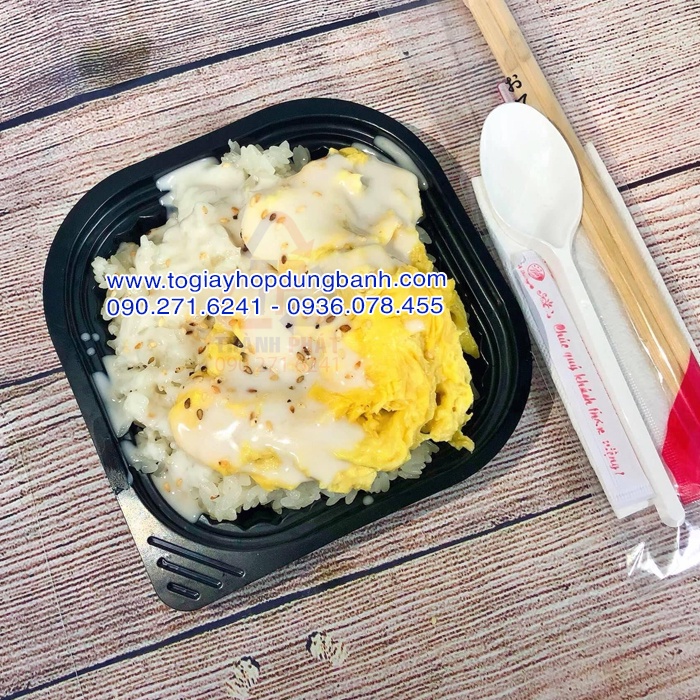 100 Hộp nhựa vuông HT12 – Hộp vuông đựng xôi - Hộp vuông đựng rau câu - Hộp vuông đựng bánh Flan