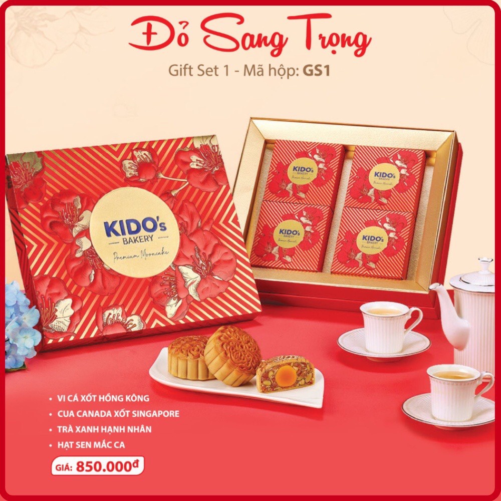 Bánh Trung Thu KIDO's Bakery - Hộp 4 Bánh Đỏ Sang Trọng -180g/bánh