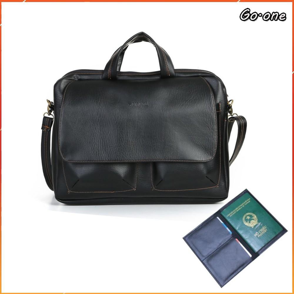 Túi công sở💥 Freeship 💥Giảm giá 20k khi mua hàng 💥Túi đựng laptop HANAMA G8 tặng kèm ví hộ chiếu C10 ĐEN