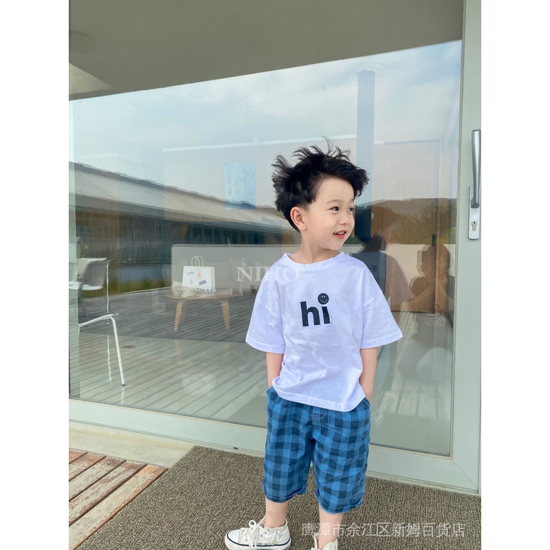 Áo Thun Tay Ngắn In Chữ Iyo2 Thời Trang Mùa Hè Phong Cách Hàn Quốc Cho Bé Trai