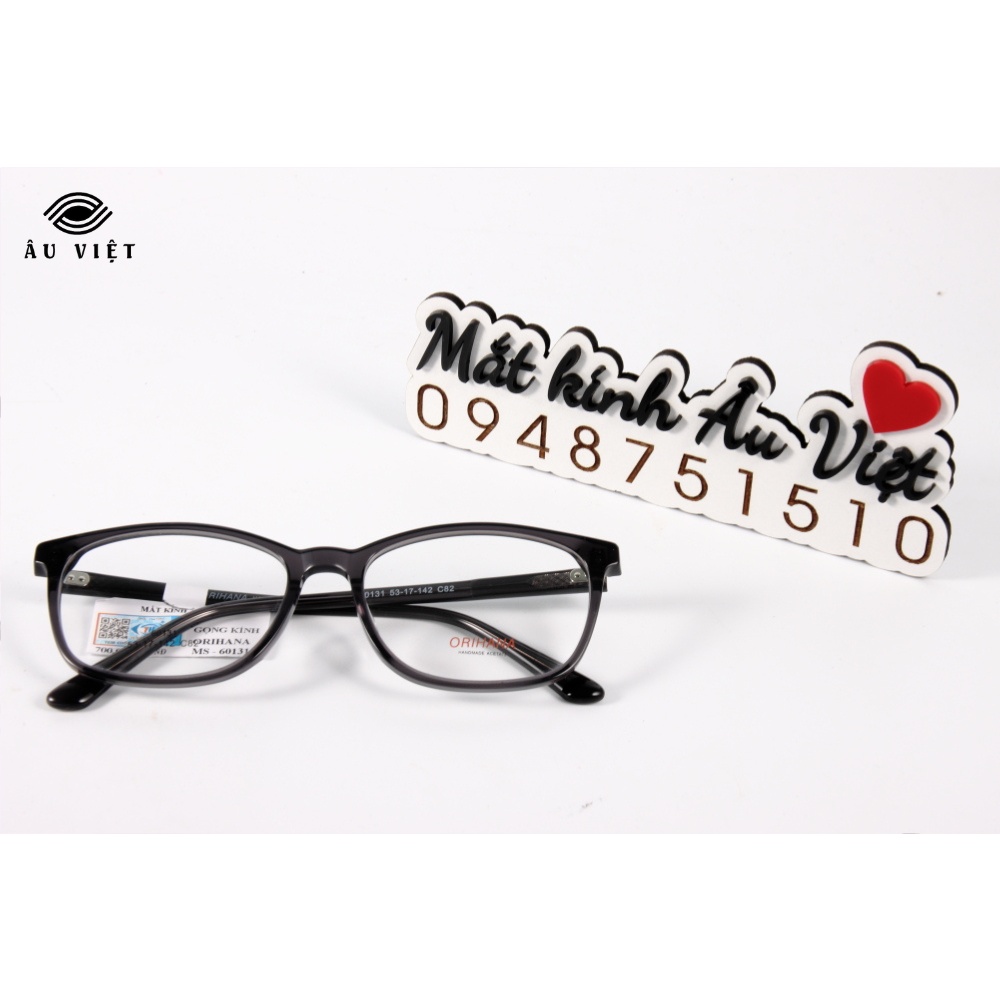Gọng kính nam nữ nhựa acetate dáng chữ nhật vuông Orihana 60131 màu xám đen Full box