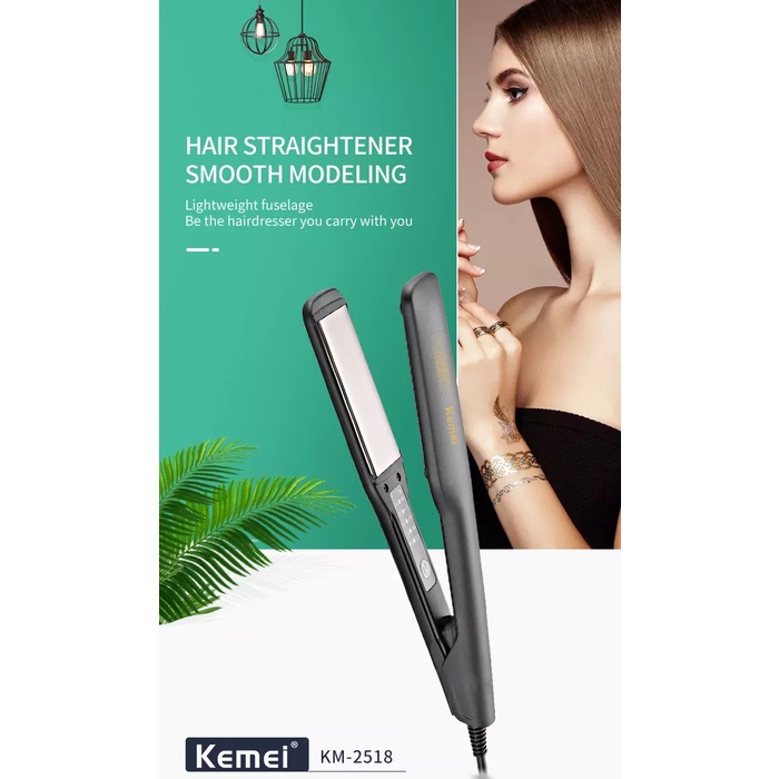 [Hàng mới về] Máy duỗi tóc Kemei Km-2518 bằng gốm tạo kiểu tóc hiệu quả chuyên nghiệp kiểm soát nhiệt độ