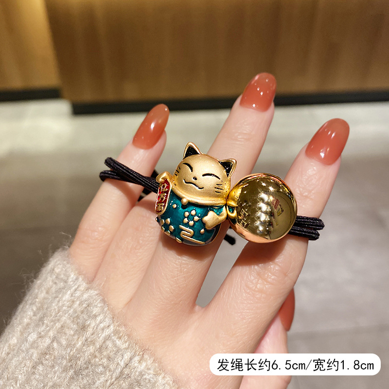 Dây buộc tóc đuôi ngựa họa tiết may mắn đơn giản