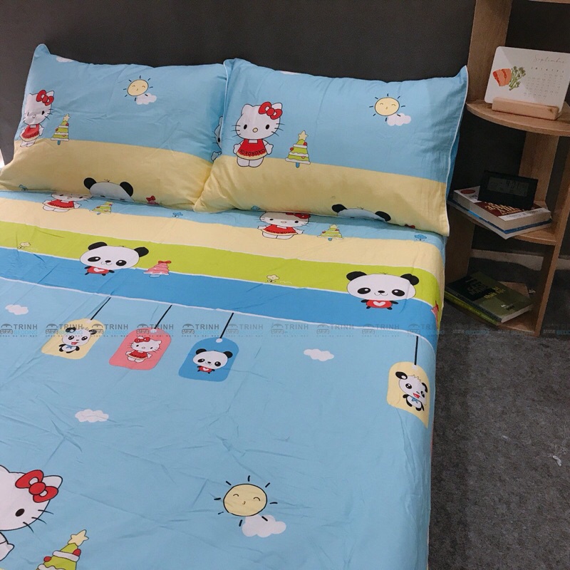 Bộ ga gối cotton 100% mẫu 4 món có vỏ ôm