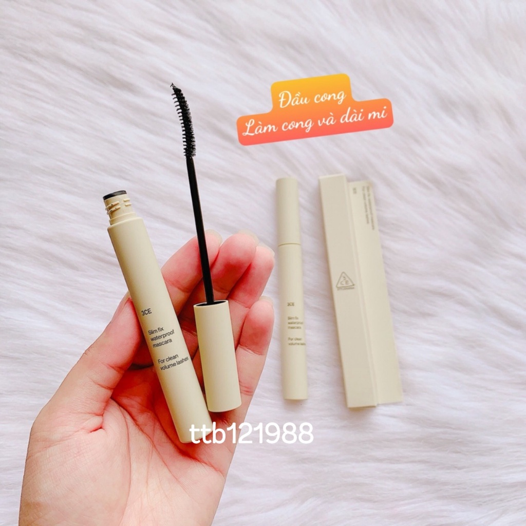Mascara 3CE Super Slim Đầu Thẳng - Mascara 3CE Slim Fix Đầu Cong Hộp Xám