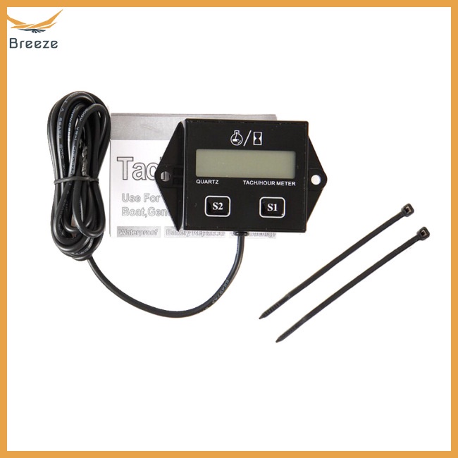 breeze Tiny Tach Digital Hour Meter Tachometer For Marine Spark Mower Engine Motor