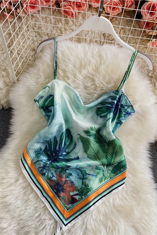 (Sẵn tất cả) Áo yếm cột nơ lưng, họa tiết khăn vuông thổ cẩm siêu xinh. Loại 1 lớp vải lụa mỏng, may viền | BigBuy360 - bigbuy360.vn