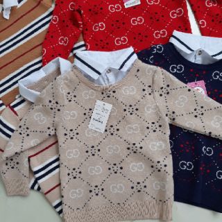 Áo len mix cổ sơ mi