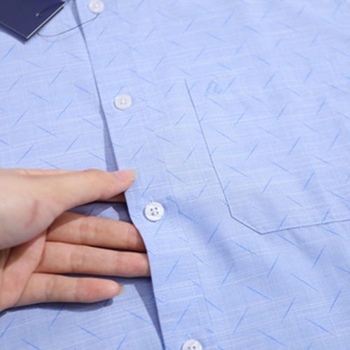 Áo Sơ Mi Nam Công Sở Trung Niên Thương Hiệu Anton Màu Xanh Dương Họa Tiết In Chìm Vải Sợi Cotton - X8561
