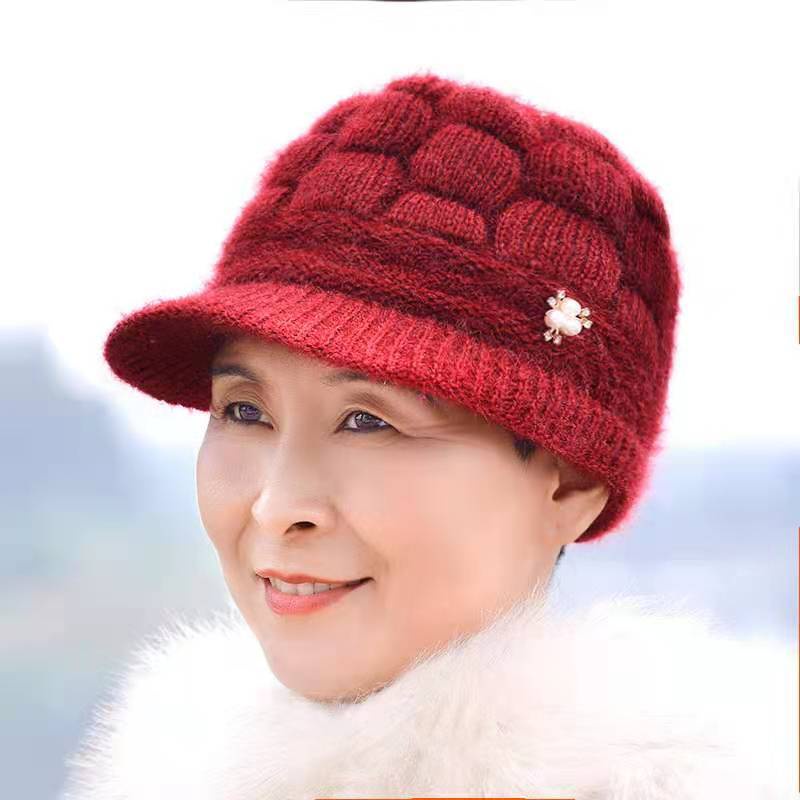 Nón Len Dày Dặn Giữ Ấm Mùa Đông in Họa Tiết Quả Bí Ngô Phong Cách Người Cao Tuổi Tuổi 60Old Cho Bà/Nữ 50Fleece-Linece-De