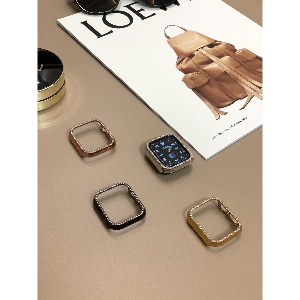 Ốp Bảo Vệ Màn Hình Apple Watch Đính Đá Không Rỉ Chống Va Đập Trầy Xước Bể Vỡ Màn Hình 38mm 42mm 40mm 44mm