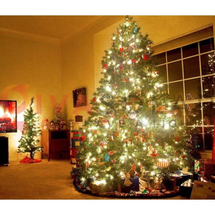 Bộ đèn 20 bóng tròn to đường kính 4,5cm ánh sáng vàng dài 10m trang trí cây thông Giáng sinh Noel , trang trí Tết