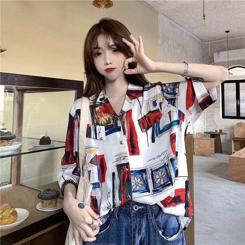 NRVP Áo Sơ Mi Dáng Rộng Thời Trang Hàn Quốc Cá Tính Cho Nữ