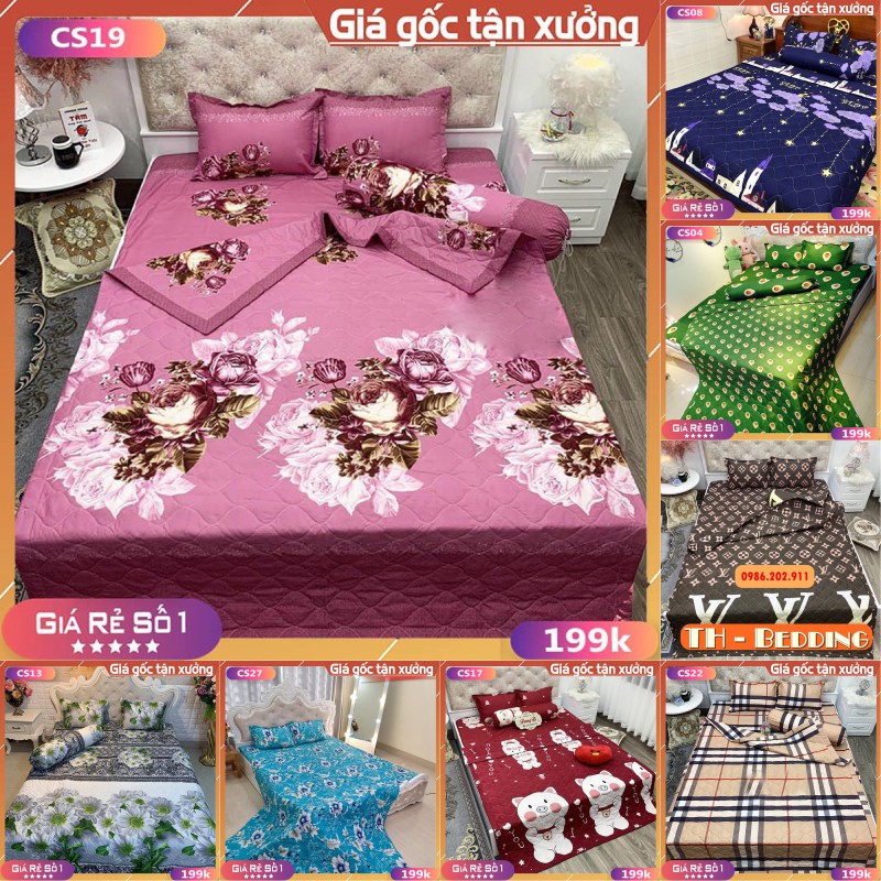 Bộ Chăn Ga 5 Món Siêu Đẹp, Tổng Hợp Các Mẫu Chăn Ga Mới Nhất Với Chất Liệu Cotton Poly Phù Hợp Thời Tiết Hè Thu