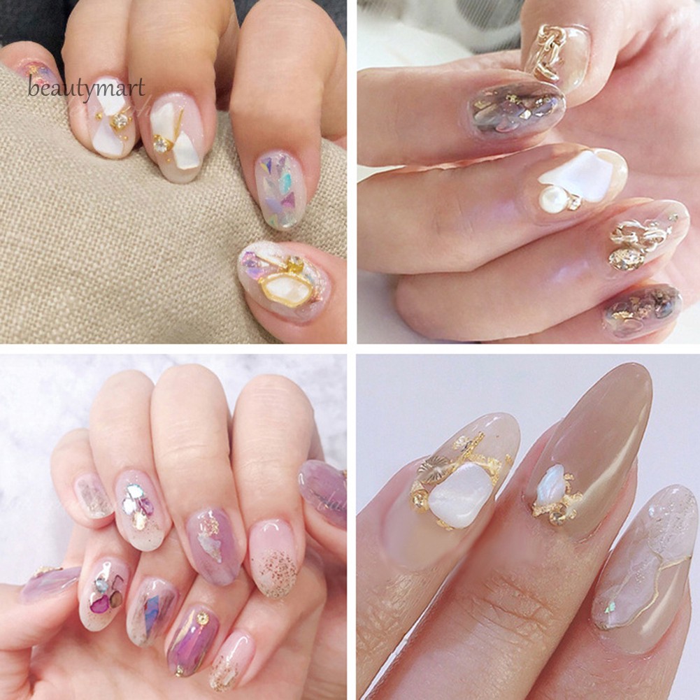 [Hàng mới về] Hộp phụ kiện đá/vỏ sò/kim sa kích thước mini nhiều màu dán trang trí móng tay nghệ thuật thủ công