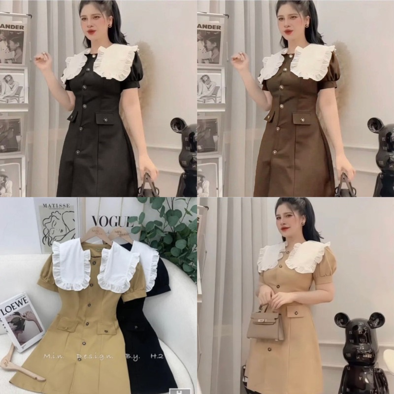 Đầm Bigsize Cổ Bèo Tiểu Thư Bigsize 50kg Đến 100kg