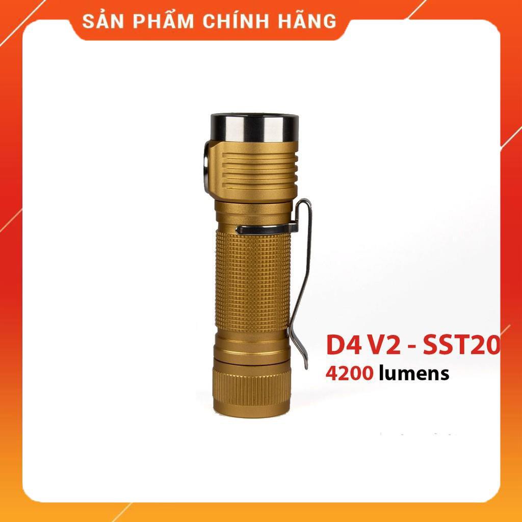 [BẢN MỚI] EMISAR D4V2- đèn pin mini sáng 4200lm dùng 01 pin 18650 UI Anduril, đèn nền 7 màu, clip gài, bezel thép