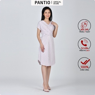 Đầm dạo phố chất liệu thô họa tiết kẻ dáng suông FDP32763 - PANTIO