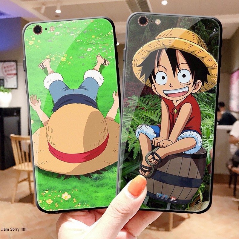 Ốp Lưng OPPO F1 F1S F3/F3plus F5 F7 F9 F11/F11 Pro mặt kính in hình Luffy cute (nhận in theo yêu cầu) _ TIONE