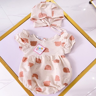 Set body cho bé song sinh trai bé gái NAU Baby Closet Body cộc tay hình gấu Size 0m 24m Kèm mũ