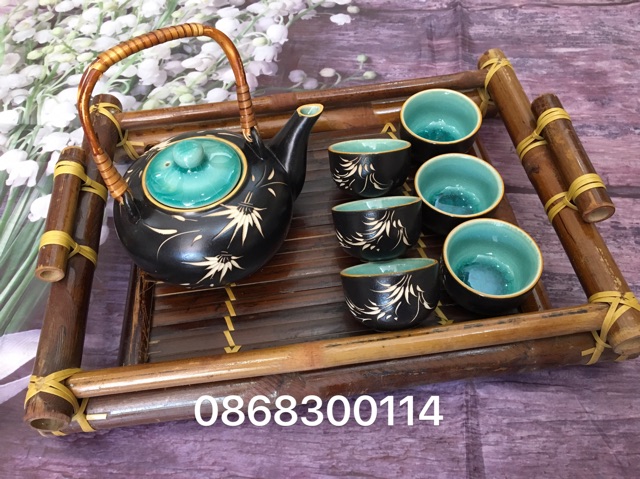 Khay trà tre kt toàn khay 30x21, lòng khay 21x18