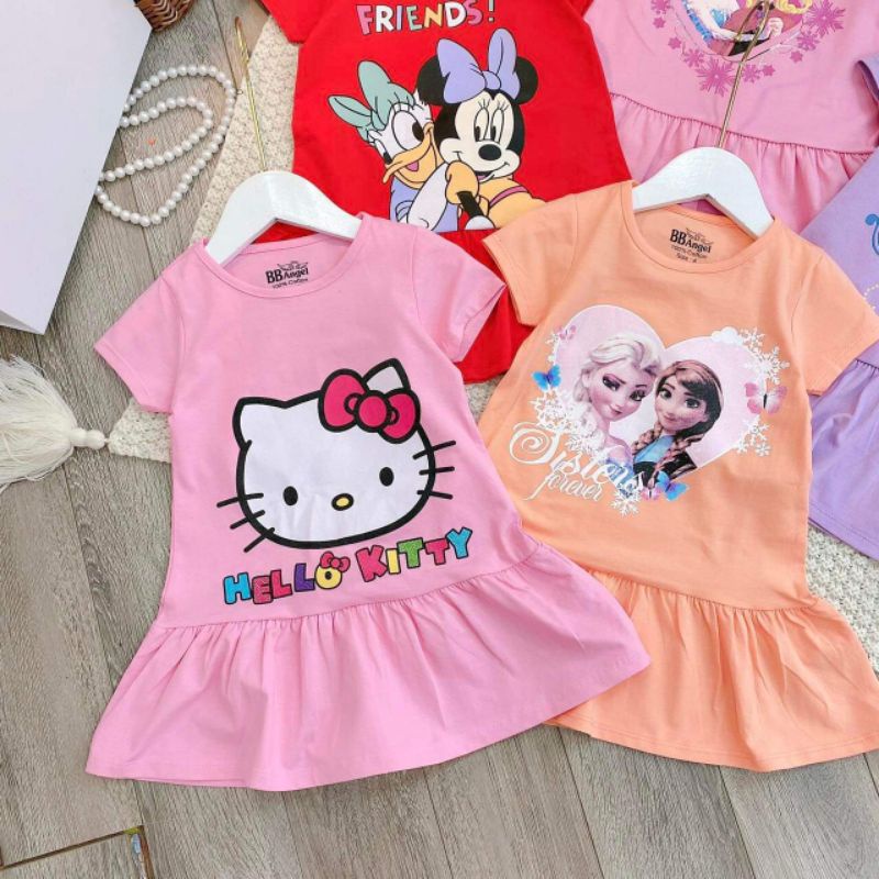 [Váy cotton hàng đẹp cao cấp] Váy - Đầm cho bé gái - Váy đuôi cá nhân vật hoạt hình, công chúa cho bé 7-26kg