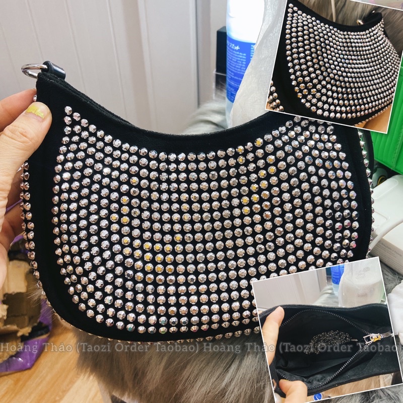 TÚI XÁCH KẸP NÁCH CÓ DÂY ĐEO CHÉO ĐÍNH ĐÁ SÁNG SIÊU ĐẸP ♥️