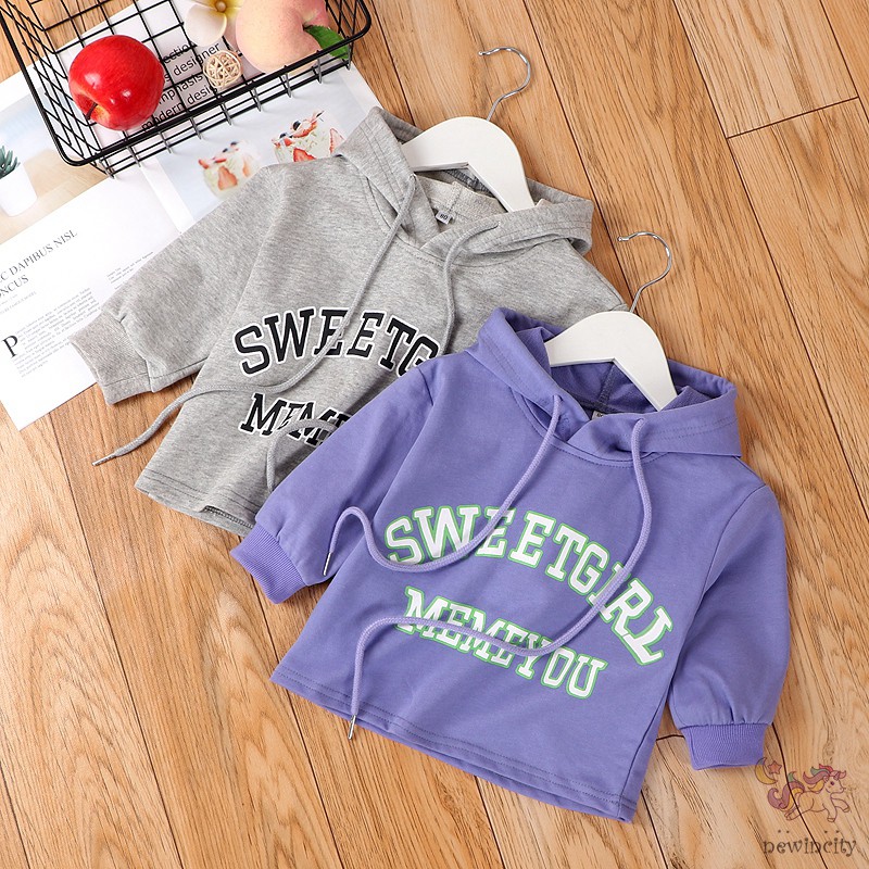 Áo Hoodie In Chữ Phong Cách Hàn Quốc Xinh Xắn Cho Bé Gái