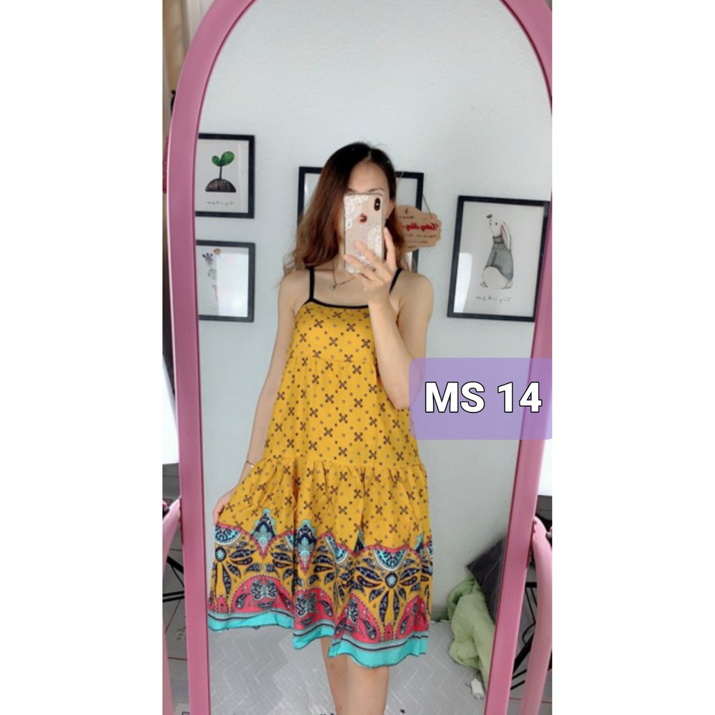 Váy bầu 2 dây Lanh Thái đẹp cao cấp Siêu mát (Mặc Bầu và Sau Sinh)