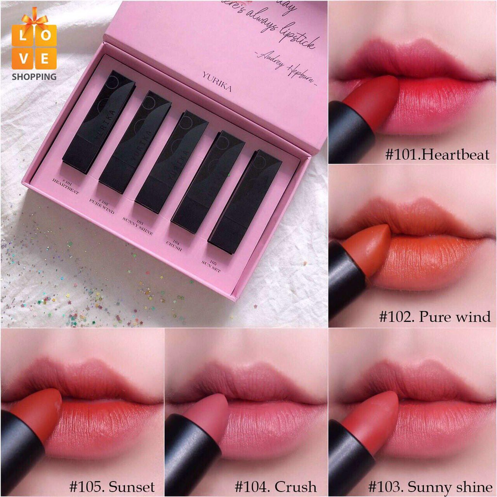 Set 02 thỏi Son YURIKA Matte Lipstick phá cách 05 màu lựa chọn