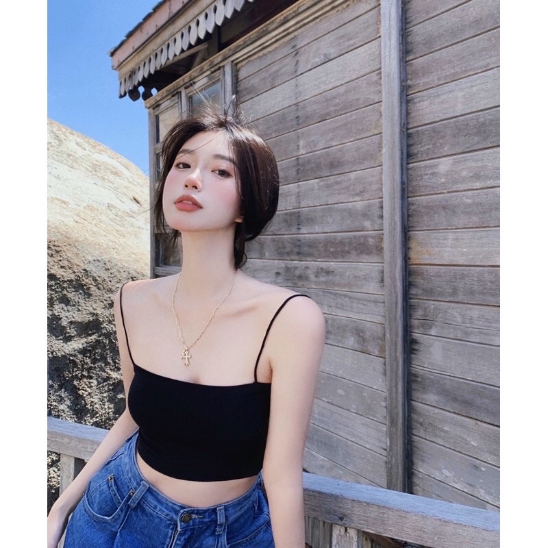 Free ship-Áo hai đây sợi bún cơ bản chất borip gân cho Mùa hè